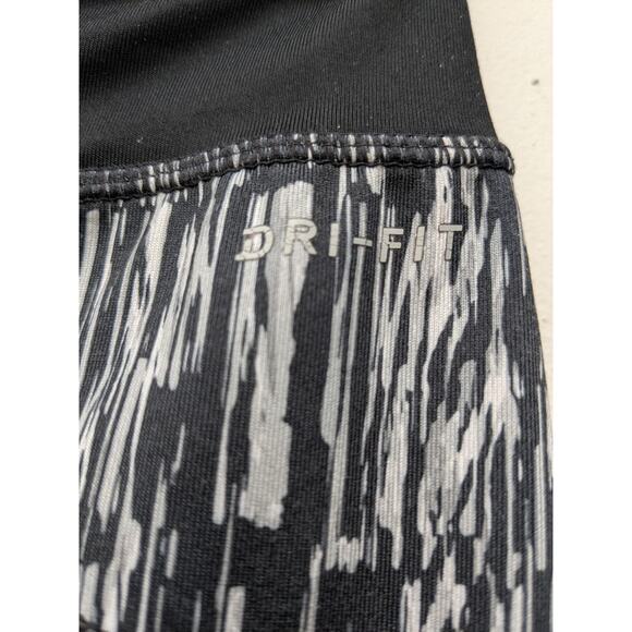 Nike Dri-Fit Womens Leggings Capri Running Patterned Stripes Black Gray Small - Picture 13 of 14